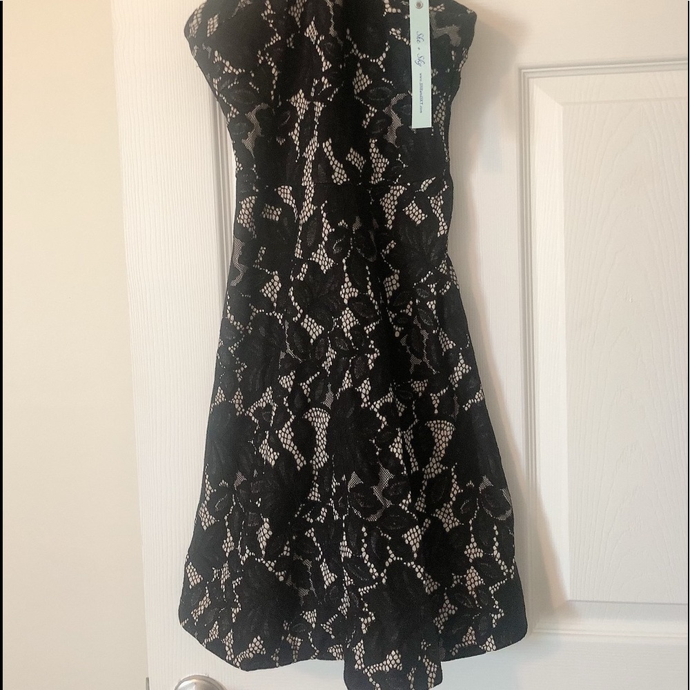Cute She + Sky Black and Taupe Lave Dress